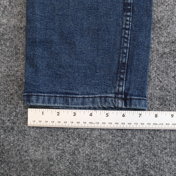 Chaps Mens Straight Fit Jeans Dark Wash Stretch Waistband Riveted Pockets 32x30 - Picture 6 of 10